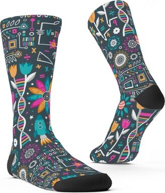 Socks: Flowers And Stem Custom Socks, Multicolor