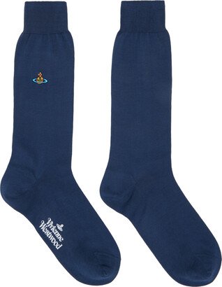 Blue Plain Socks