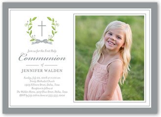First Communion Invitations: Simple Purification Communion Invitation, Grey, Standard Smooth Cardstock, Square