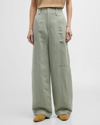 Drop Waist Utility Wide-Leg Pants