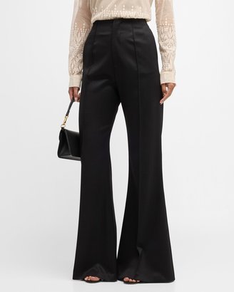 High-Rise Pintuck Wide-Leg Trousers