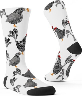 Socks: Chick Chick Chickens - Black And White Custom Socks, White