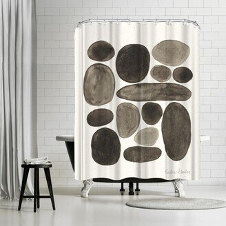 71 x 74 Shower Curtain, Black Pebbles Watercolor by Pauline Stanley