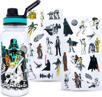 Silver Buffalo Legacy Group Twist Spout Water Bottle and Sticker Set | Hold 32 Ounces