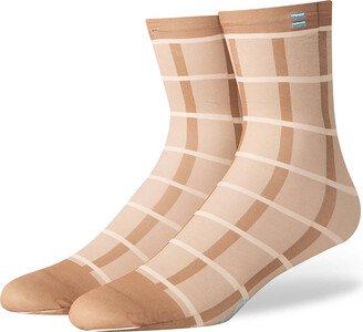 Plaid Sheer Quarter Crew Socks