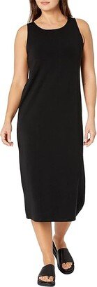 Petite Jewel Neck Full-Length Dress (Black) Women's Clothing