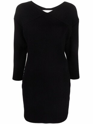 ribbed-knit V-neck dress