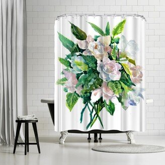 71 x 74 Shower Curtain, Gardenia Flowers White 3 by Suren Nersisyan