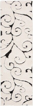 2'3x7' Runner Swirl Loomed Rug Ivory/Black