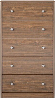 RealRooms Ellison Tall 5 Drawer Dresser, Walnut