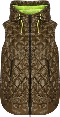 Quilted Sleeveless Hooded Coat-AA