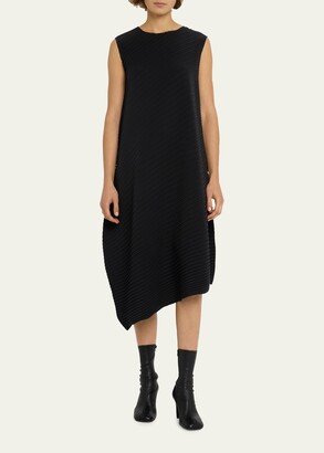 Reiteration Pleats Solid Asymmetric Midi Dress