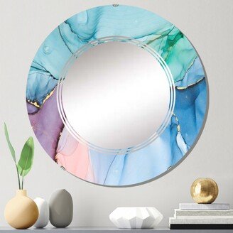 Designart 'Green And Blue Tender Liquid Art IV' Printed Modern Wall Mirror