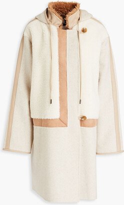 Brushed mélange wool-blend felt hooded coat