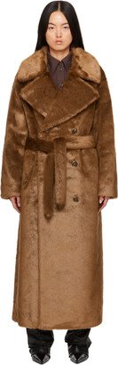 The Frankie Shop Brown Joni Faux-Fur Coat