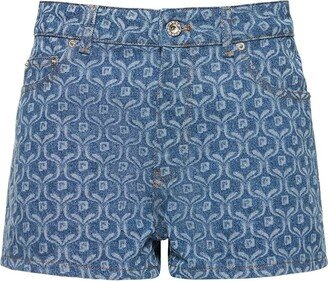 RABANNE Denim printed mini shorts