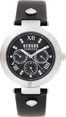 Versus Versace 38MM Stainless Steel Case & Leather Strap Watch