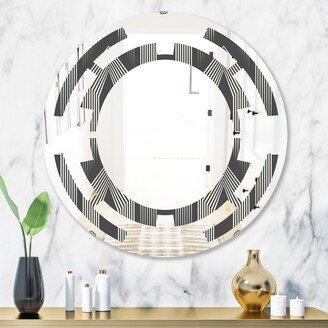 Designart 'Mimimal Black and White Design III' Printed Modern Round or Oval Wall Mirror - Space