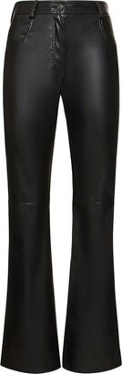 Faux leather straight pants-AA