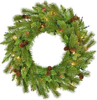 24 Pre-Lit Incandescent Pinecone Wreath