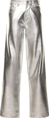 DES PHEMMES Metallic faux leather pants