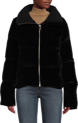 Anton Faux Shearling & Velvet Puffer Jacket