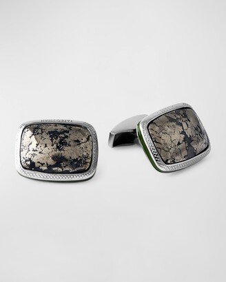 Men's Pyrite-Quartz Cufflinks