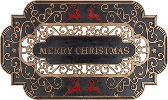 Northlight Black and Copper Reindeer Merry Christmas Doormat 18 x 30