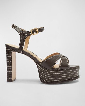 Keefa Leather Ankle-Strap Platform Sandals-AA