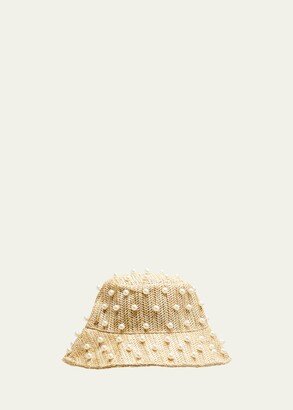 Pearly Crochet Raffia Bucket Hat