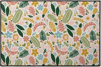 Door Mats: Tropical Adventure Woodcut - Multi Door Mat, Multicolor