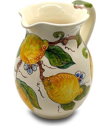 Italian Ceramic Pitcher Lemon - Hand Painted Utensil Holder Carafe Made in Tuscany Pottery Vase Jar For Wine Ceramics Dispenser-AE