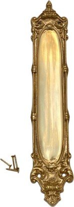 The Milford Push Plate in Cast Solid Brass 15 Inches Tall