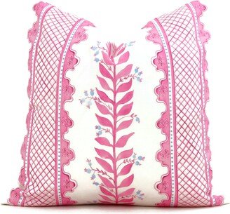 Pink Sweet Pea Decorative Pillow Cover, Throw Pillow, Accent Sham Periwinkle Blue Coral Pink Trellis