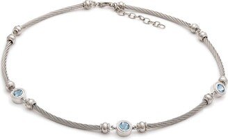 Gemstones Silver & Steel 2.81 Ct. Tw. Diamond & Blue Topaz Necklace