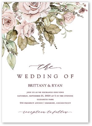 Wedding Invitations: Rose Bouquet Wedding Invitation, Pink, 5X7, Standard Smooth Cardstock, Square-AA