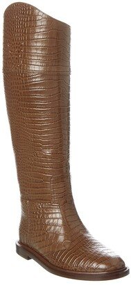 Karligraphy Croc-Embossed Leather Boot