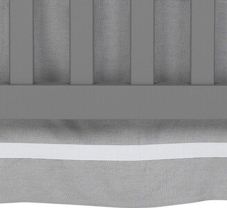 Signature Gray Linen with White Trim 4-Sided Crib Skirt