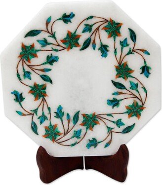 Handmade Ivy Garland Marble Inlay Decorative Plate