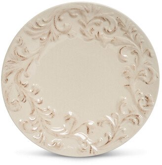 Gg Collection Cream-Colored Acanthus Leaf Embossed Salad Plates