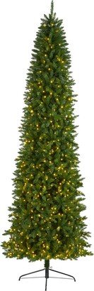 Slim Green Mountain Pine Artificial Christmas Tree with Lights, 120