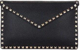 Rockstud Large Flat Pouch in Black