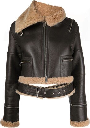 Cropped Shearling Jacket-AA