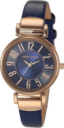 Women's Easy-to-Read Navy Leather Strap Watch