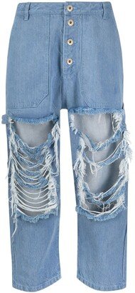 Ripped Cropped Jeans-AA