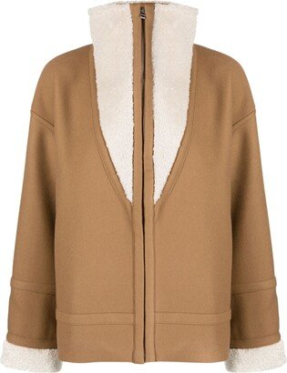 Funnel-Neck Shearling Jacket