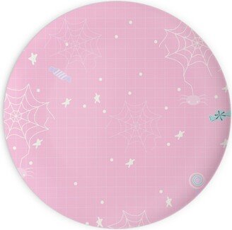 Plates: Pastel Halloween Web And Spider - Pink Plates, 10X10, Pink