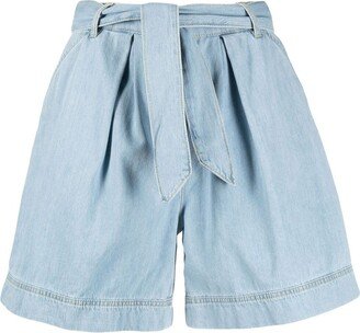 Belted Denim Shorts-AE