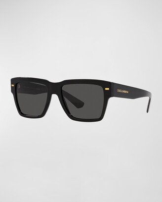 Men's Temple Logo Rectangle Sunglasses