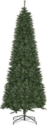 HOMCOM 8 FEET Pine Artificial Christmas Tree, Slim Pencil Xmas Tree with 952 Realistic Branches, Steel Base, Auto Open, Green